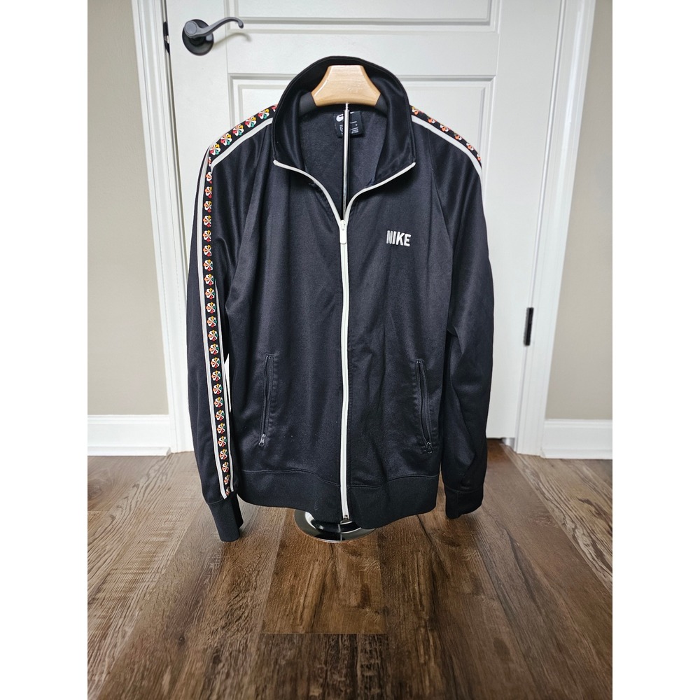 Nike‎ Sportswear Pinwheel Logo Tape Track Jacket Black Full Zip Womens Large